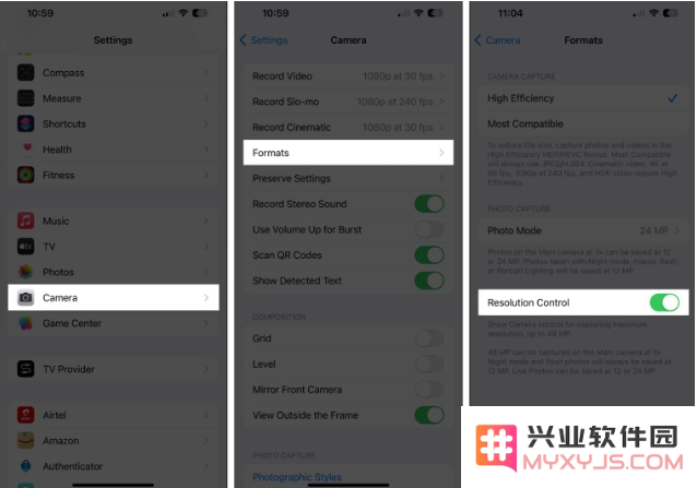 如何在 iPhone 15 系列手机上启用 48MP ProRAW 照片？