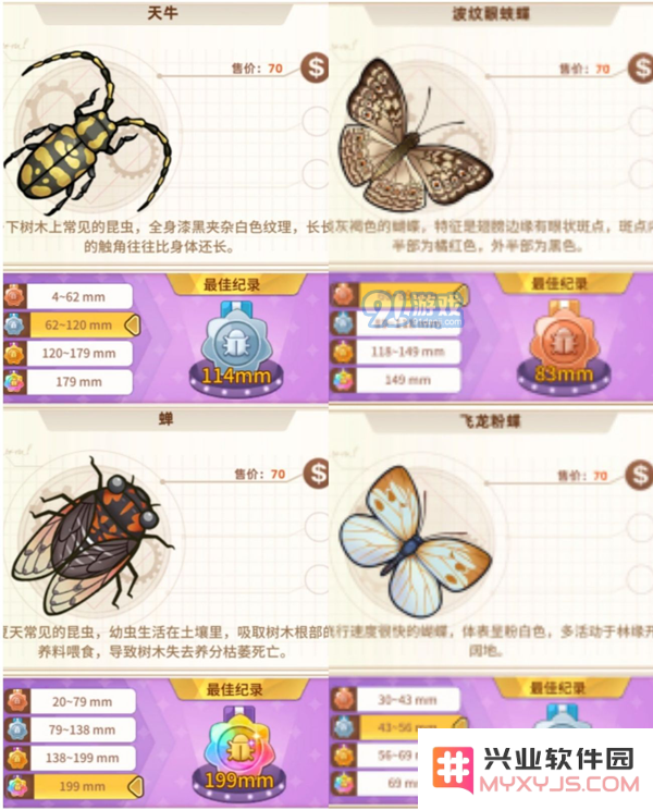 悠长假期手游昆虫图鉴大全 1星-5星昆虫图鉴汇总