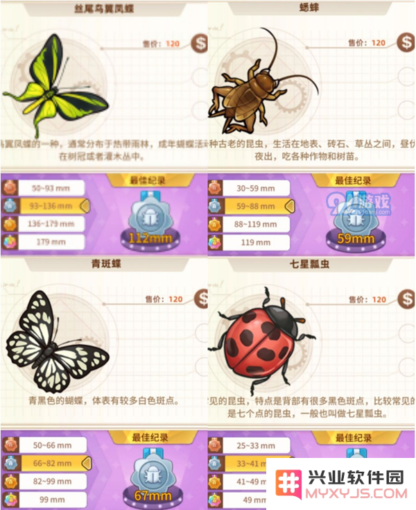 悠长假期手游昆虫图鉴大全 1星-5星昆虫图鉴汇总