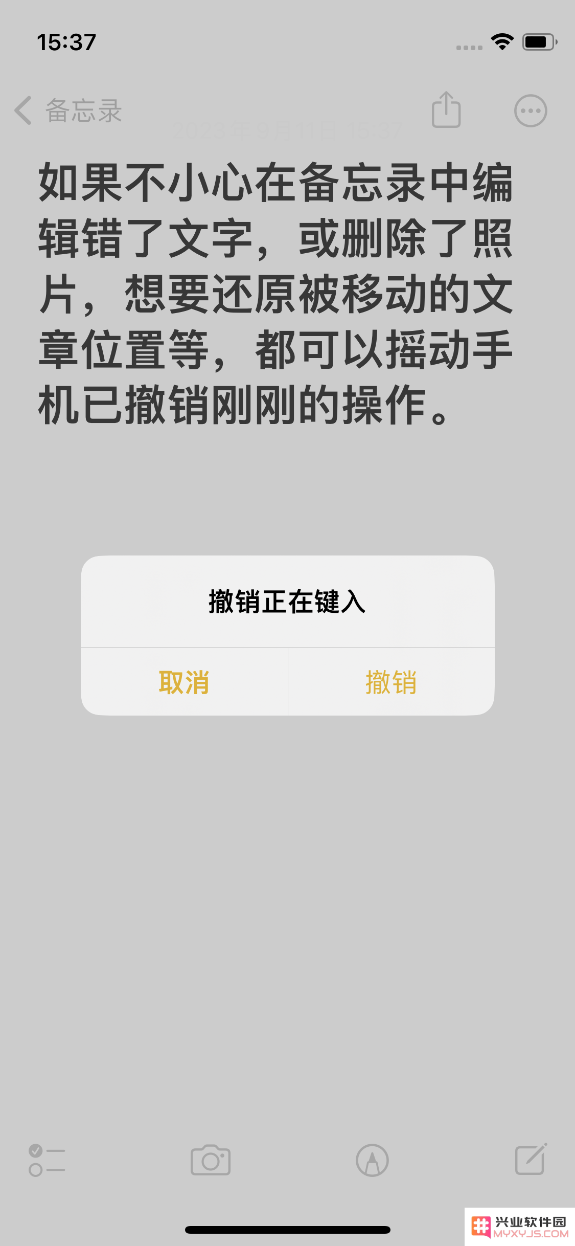 iPhone手机的哪些操作可以使用“摇动以撤销”功能？