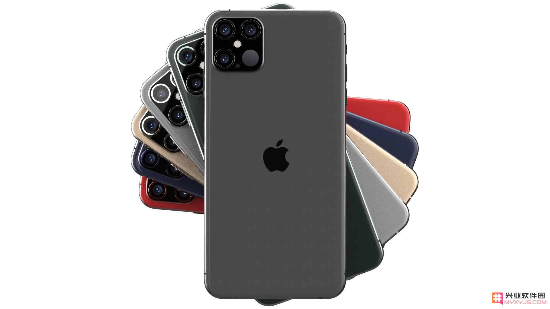 iPhone 12 渲染图曝光：前面板取消刘海设计并配备强劲的四镜头后置摄像头