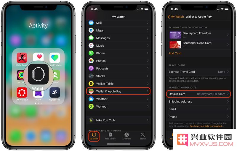 如何更改 Apple Watch 上 Apple Apy 的默认卡片？
