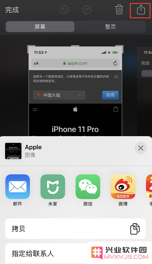 如何在iPhone 11上快速将截屏分享给朋友？