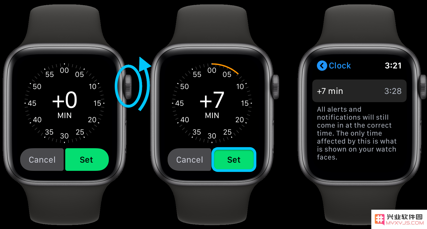 如何将 Apple Watch 的时间提前显示？