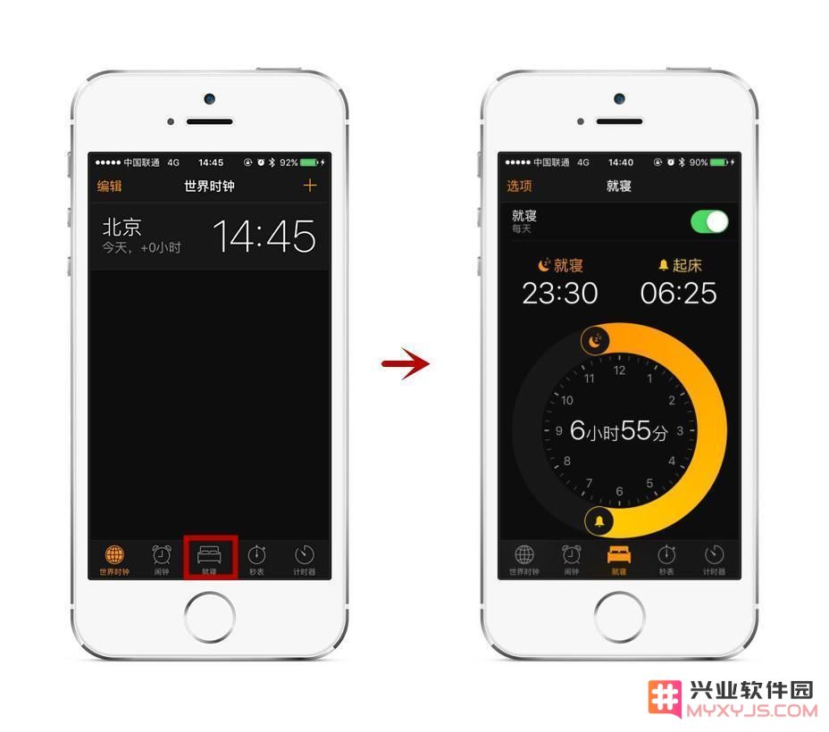 iPhone 上的「就寝」和「闹钟」有什么区别？