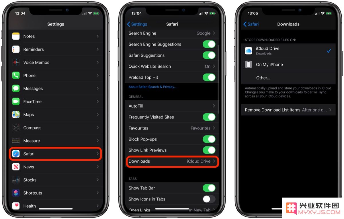 如何更改在 iPhone 上通过 Safari 浏览器下载文件的位置？